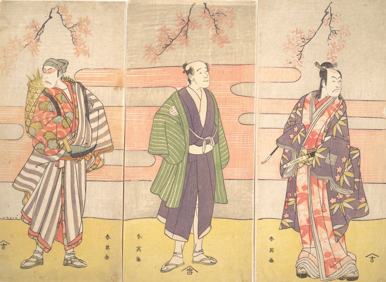 身元不明の 3 人の俳優。 1793年。 作： 勝川春栄