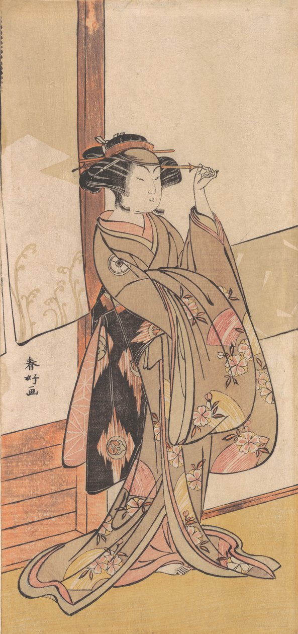 4代目岩井半四郎、1775年頃。 作： 勝川俊子