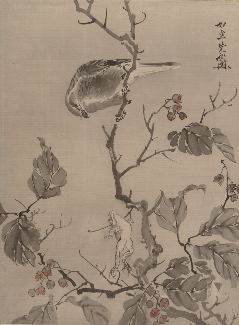 鳥とカエル、ca。 1887。 作： 川鍋K菜