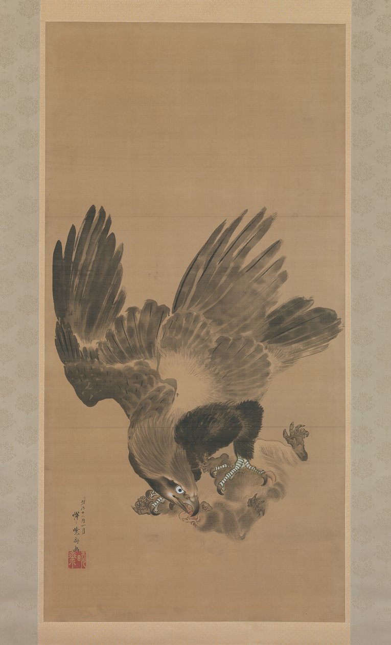 イーグル、サルを攻撃する、1885年。 作： 川鍋K菜