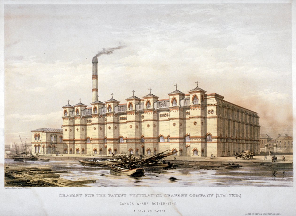 ロンドン、ロザーヒテ、カナダ・ワーフの穀倉地帯、1860年頃 作： ケル兄弟