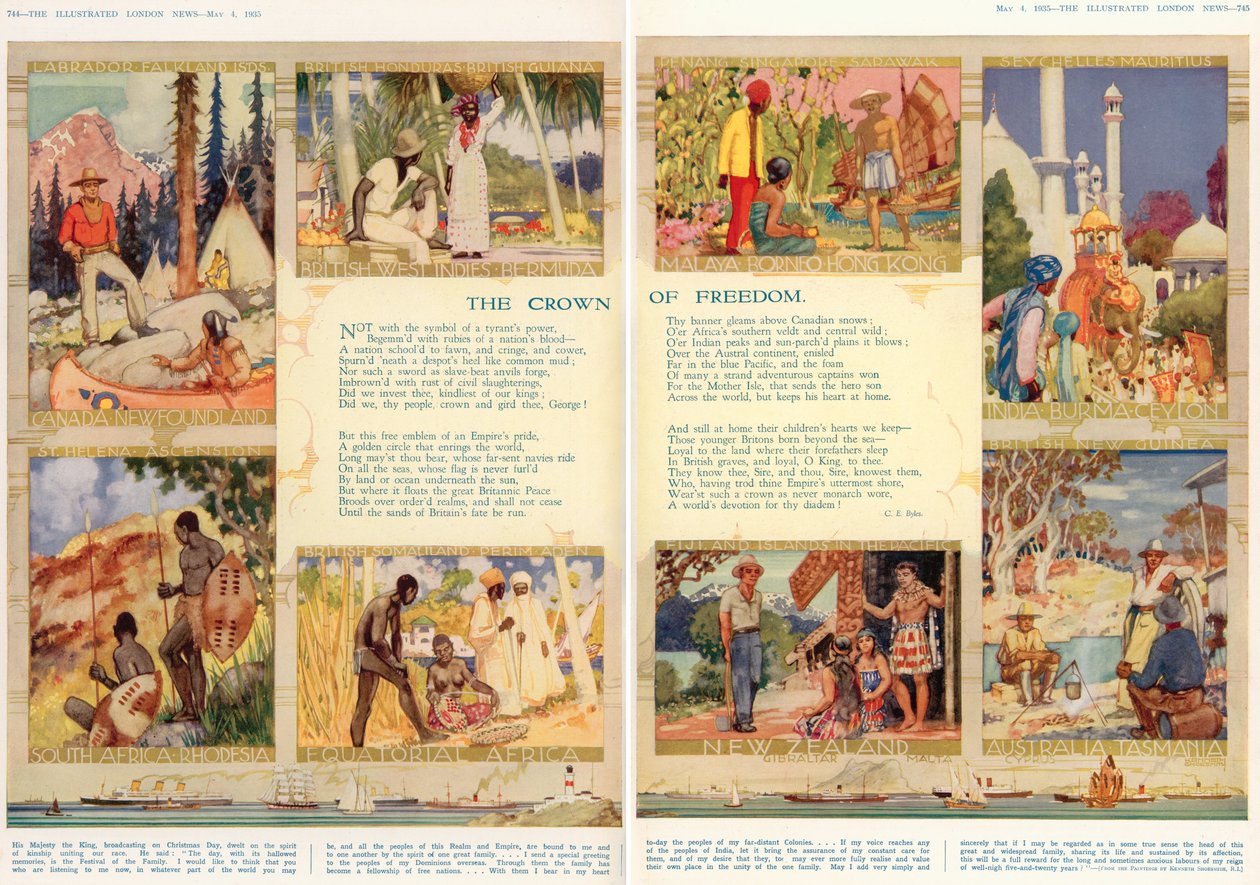「イラストレイテッドロンドンニュース」（1935年5月4日）の自由の冠 作： ケネス・シュースミス