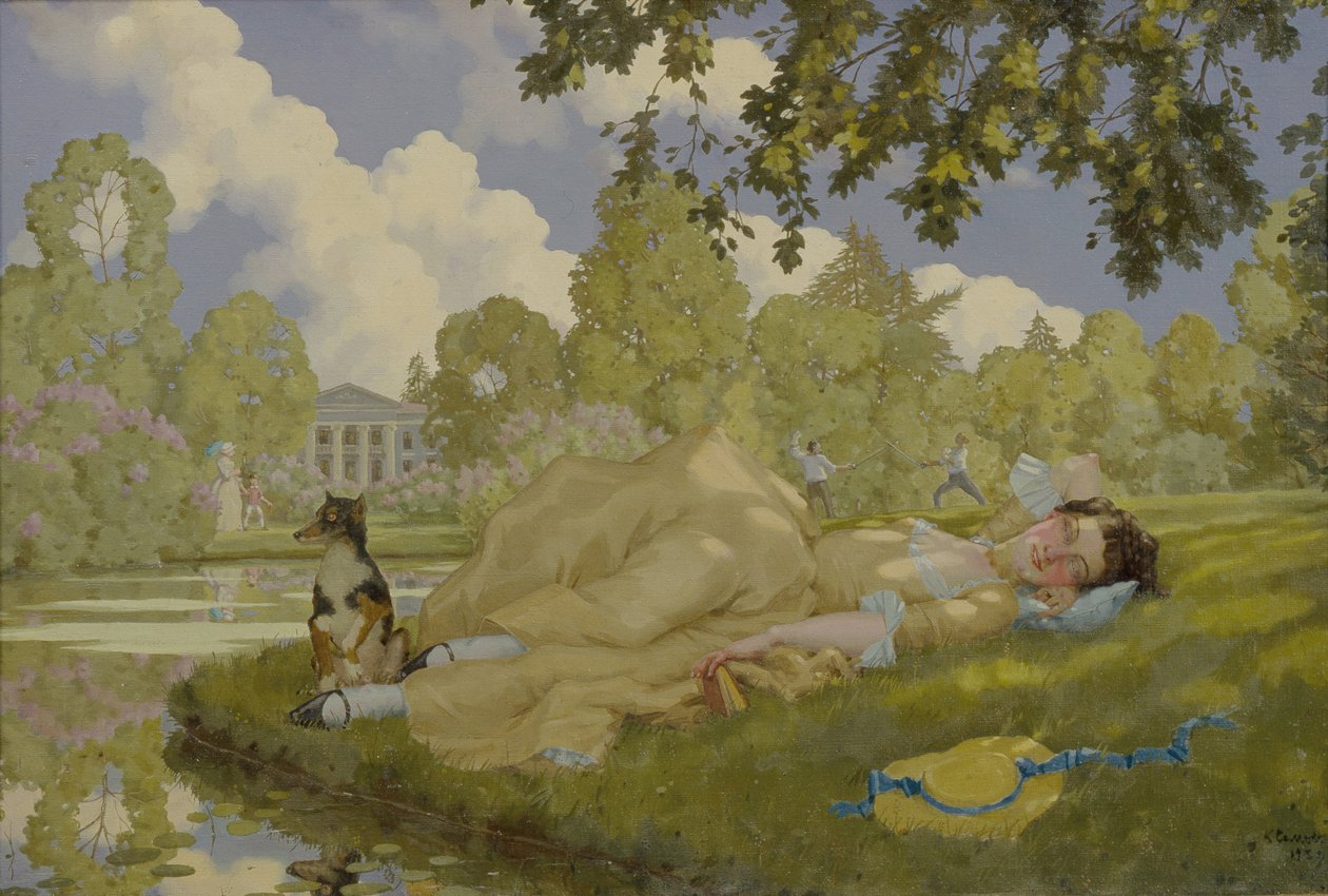 公園で眠る女、1922年 作： コンスタンチンアンドリービッチソモフ