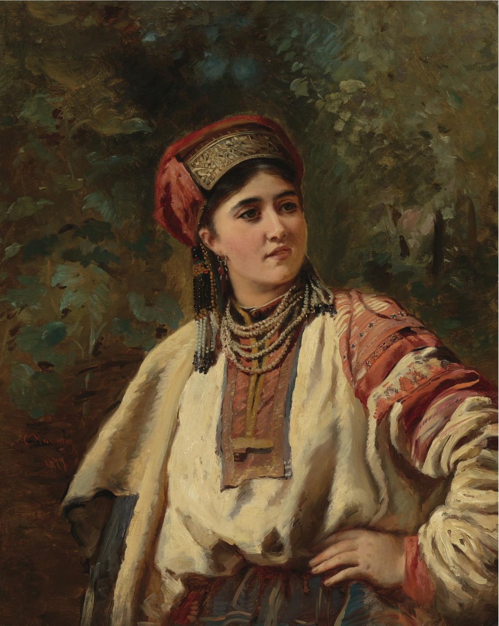Konstantin Makovsky - 民族衣装を着た女性 作： コンスタンチン・マコフスキー