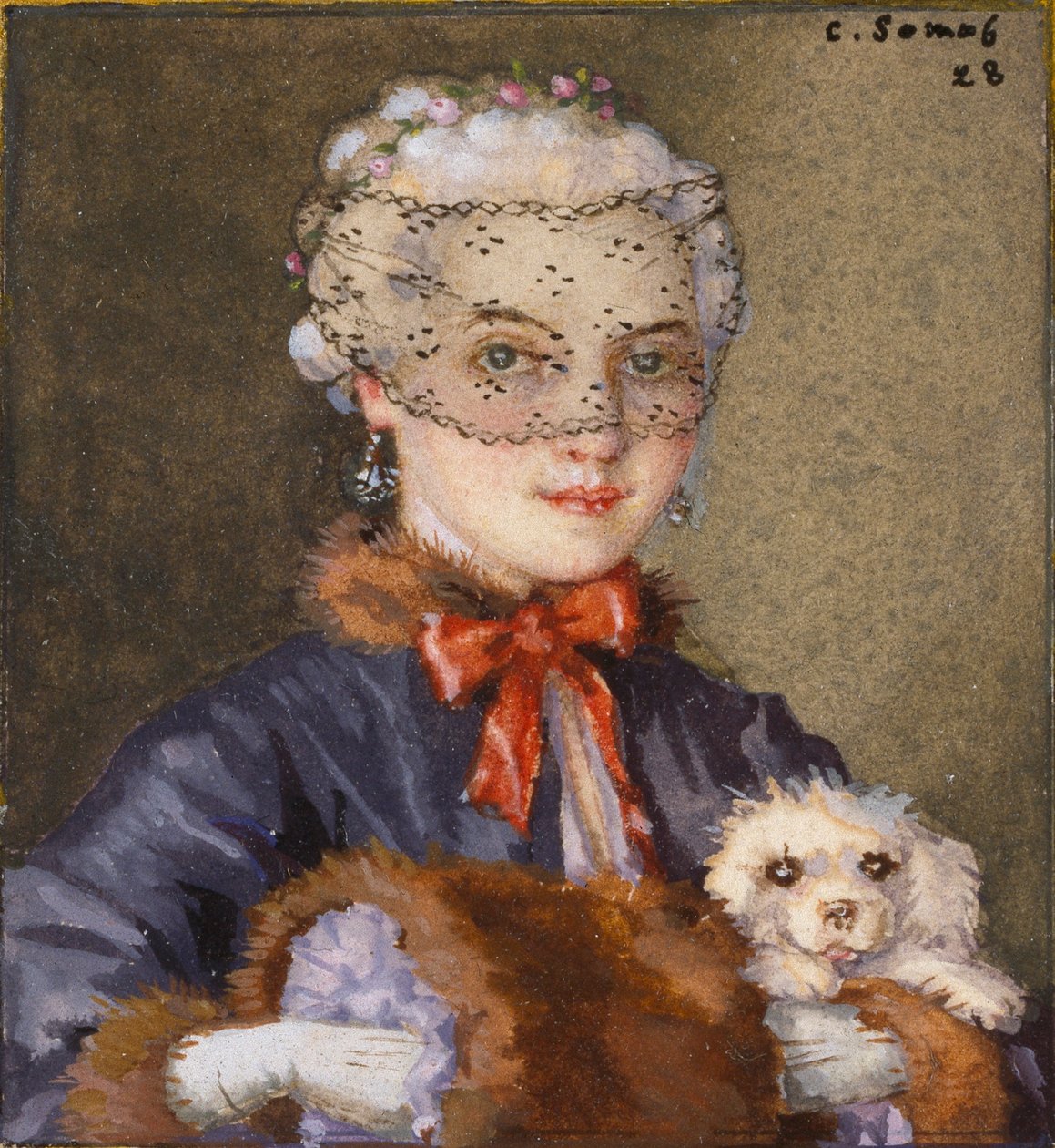 犬を連れた婦人 1928年 作： コンスタンチン・ソモフ