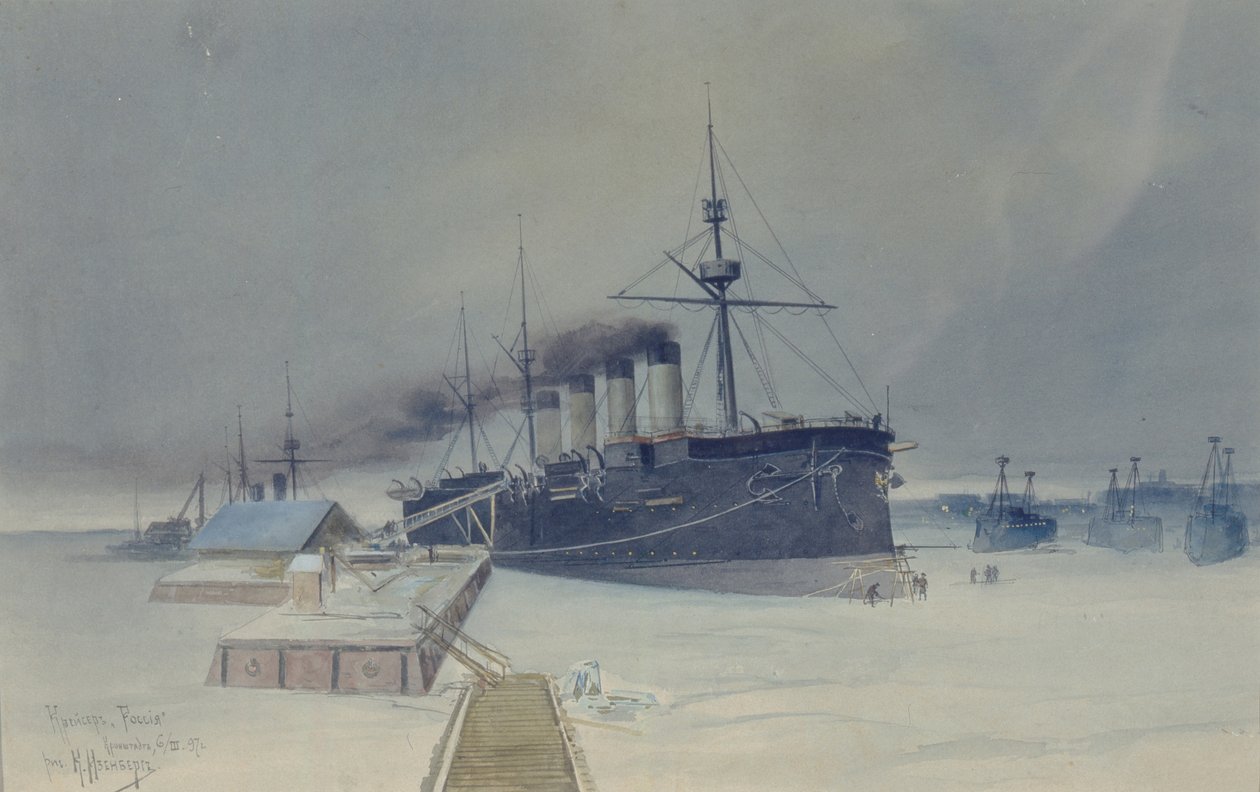 装甲巡洋艦ロシア、1897 年 作： Konstantin Vasilyevich Isenberg
