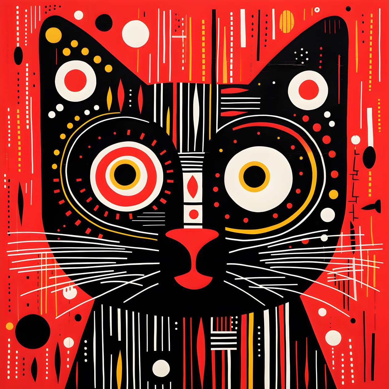 黒と赤のストライプの猫 3 作： カート・ヘプケ