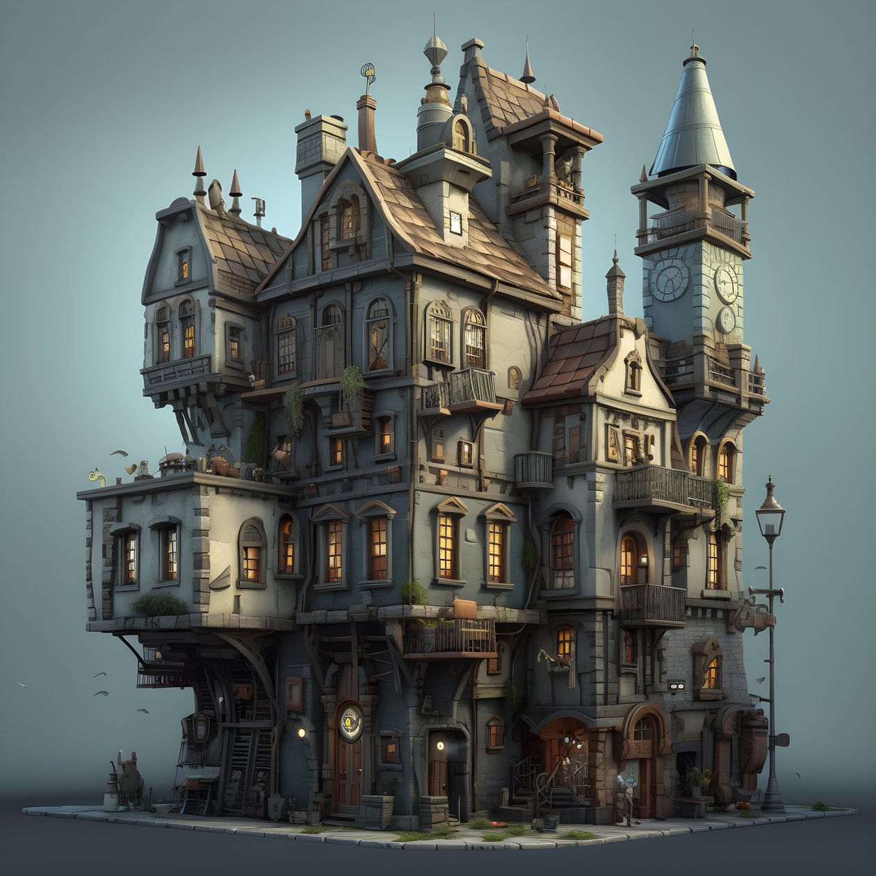 ビルと石段のある街区 3 作： カート・ヘプケ