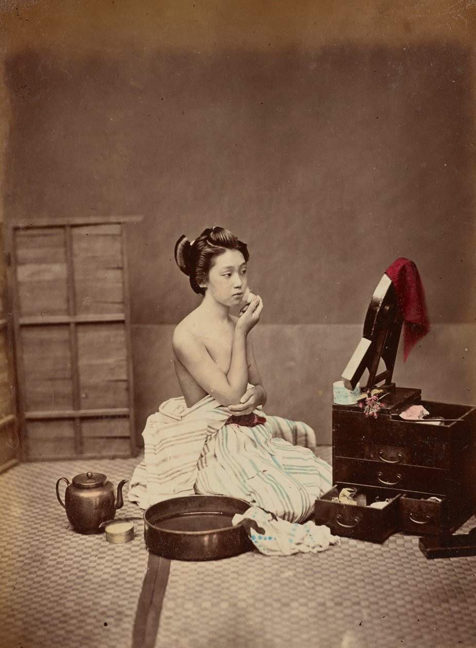 日本のトイレ、1880年頃 作： 日下部金兵衛