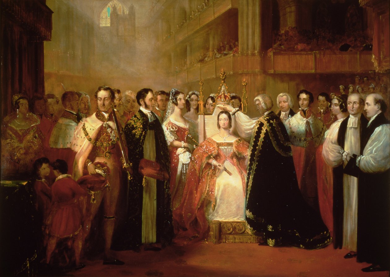 ビクトリア女王の戴冠式（1819-1901）（油） 作： L・アンド・ベットリッジ、H・イェネンズ