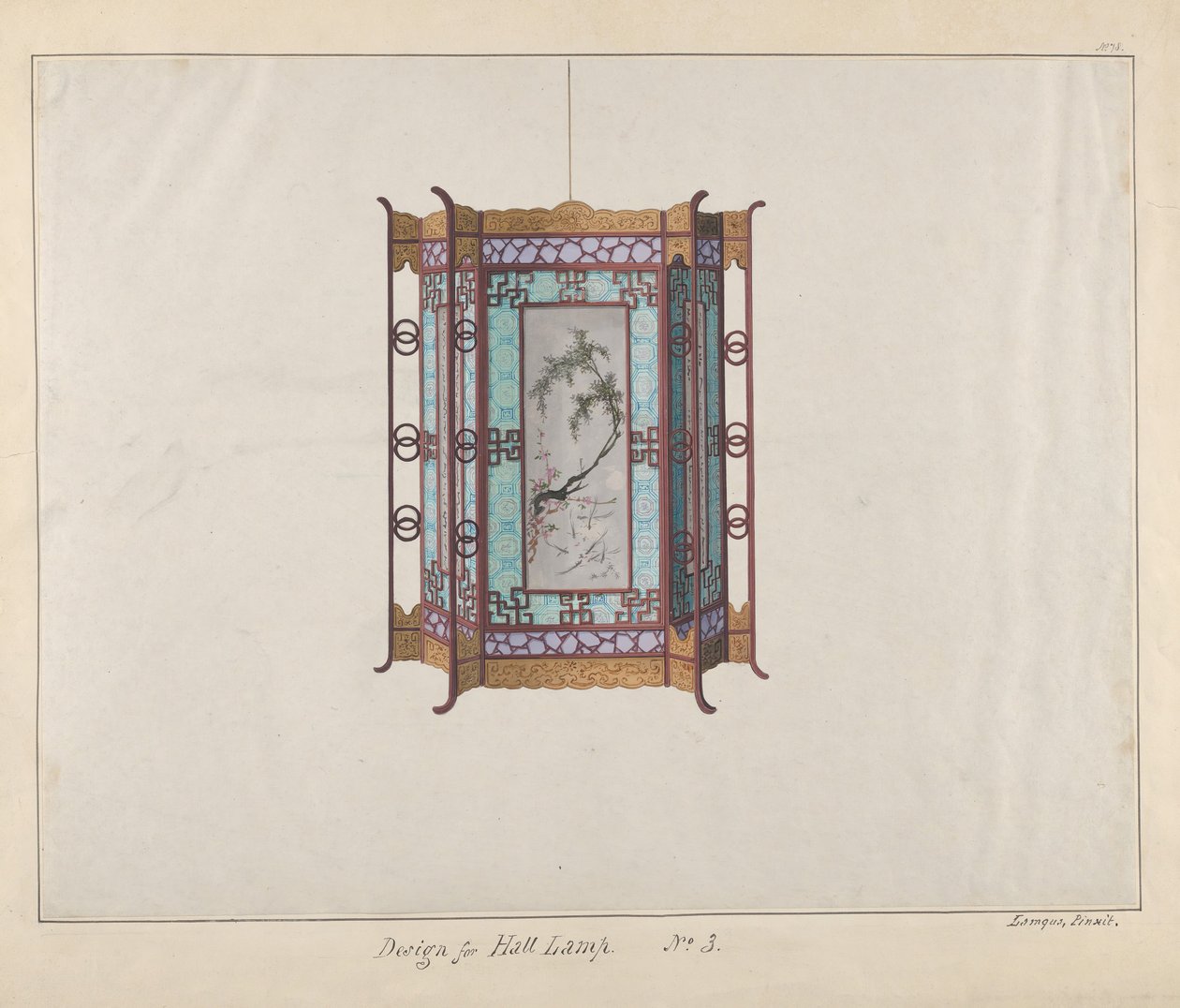 ホールランプのデザイン、約1800～1810年 . 作： ランカ