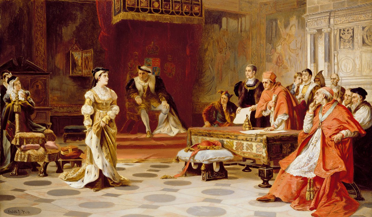 キャサリン女王の裁判、1880年頃 作： ラスレット・ジョン・ポット