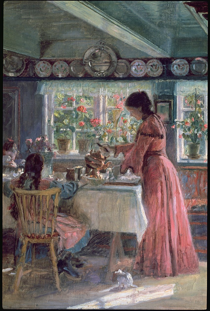 朝のコーヒーを注ぐ、1906 作： Laurit 社のスプリンクラー Tuxen