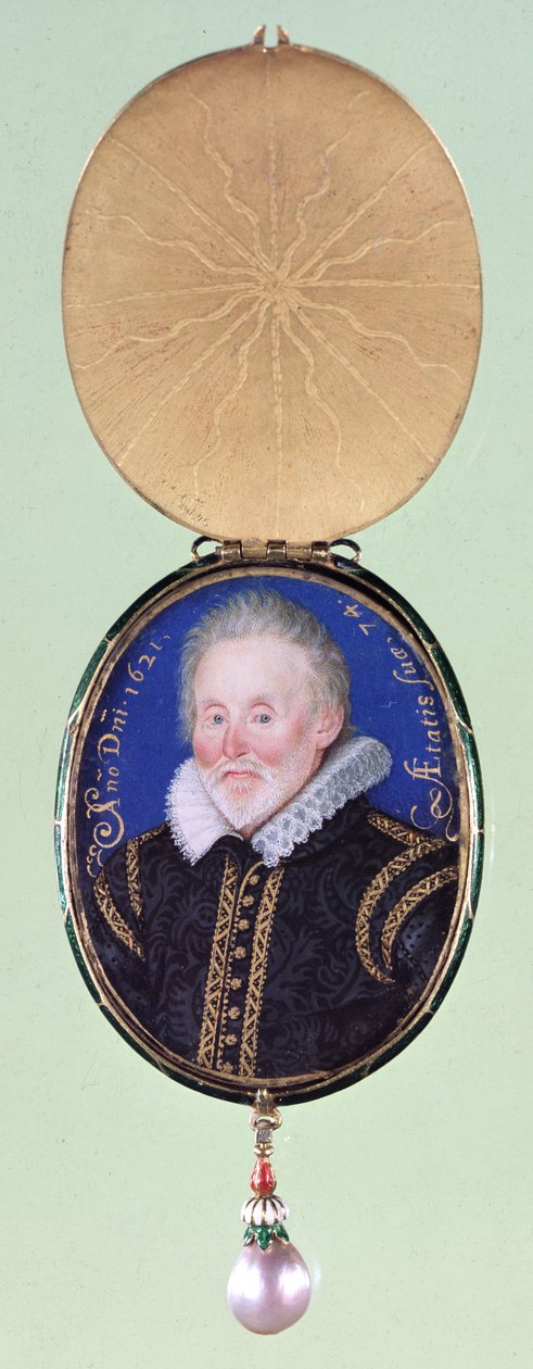 見知らぬ男の肖像、1621年頃 作： ローレンス・ヒリアード