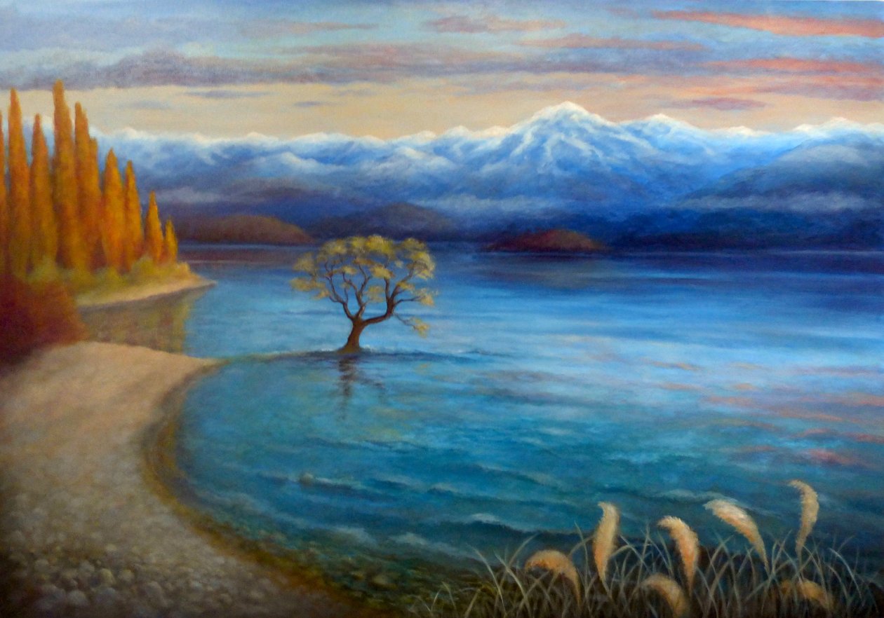The Wanaka Tree, 2024（キャンバスに油彩） 作： リー・キャンベル