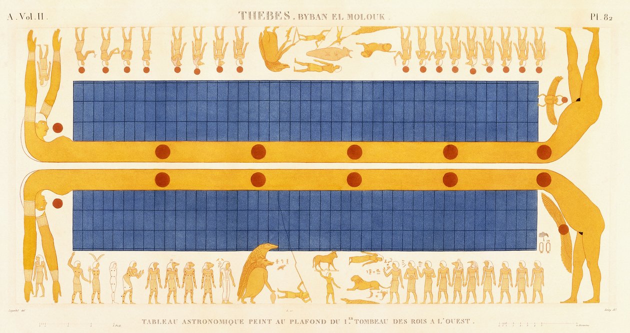 Thebes、Byban el Molouk、c.1809-1812（カラー彫刻） 作： Legentil（後）