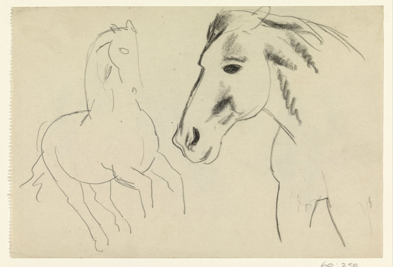 疾走する馬と馬の頭 作： レオ・ゲステル