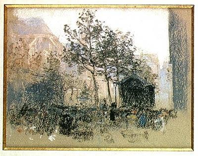 Les Halles、1893（カードにパステル） 作： レオン・オーギュスタン・レルミット