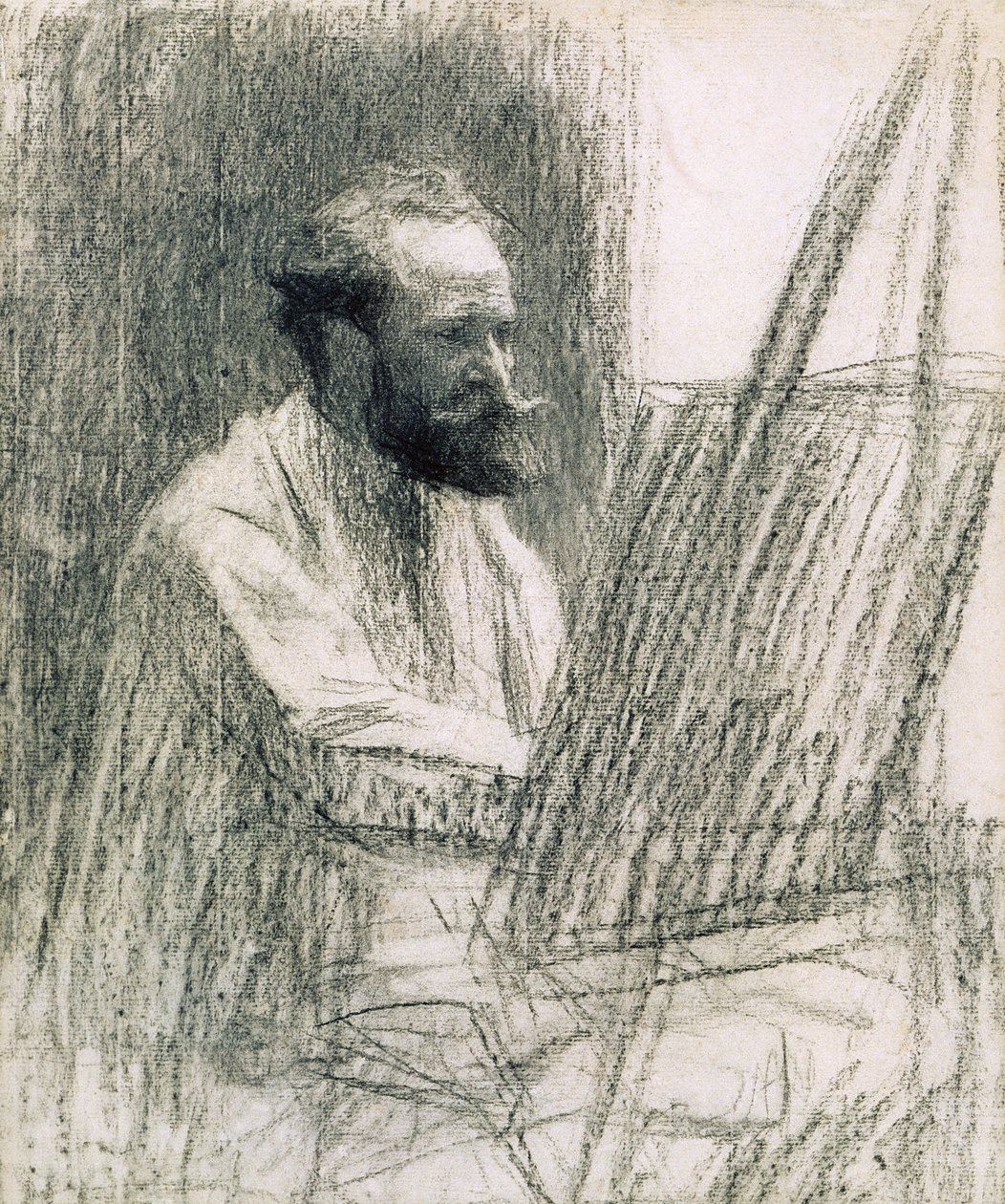 彼のイーゼルでのエドワールマネ（1832-83）の肖像画 作： レオン・オーギュスタン・レルミット