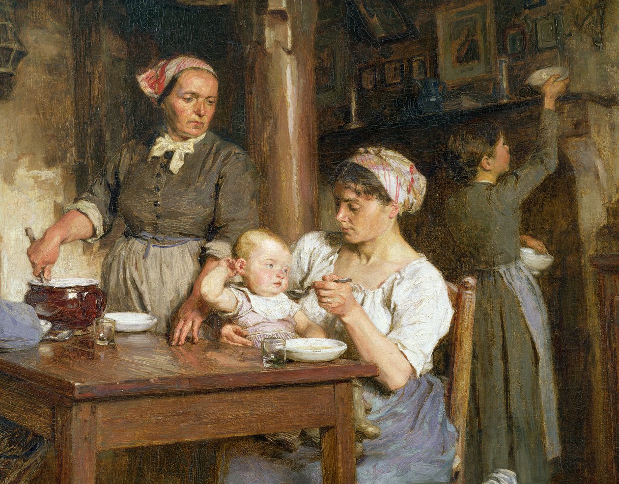 真昼の食事、赤ちゃんへの授乳の詳細（15366の詳細） 作： レオン・オーギュスタン・レルミット