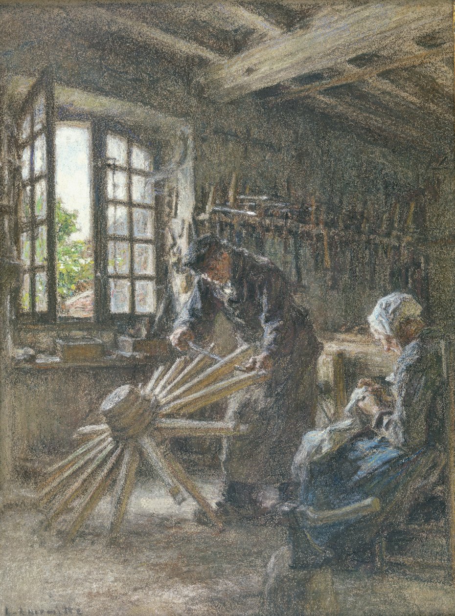 古いカートライトとその妻、1897年（紙にパステル） 作： レオン・オーギュスタン・レルミット