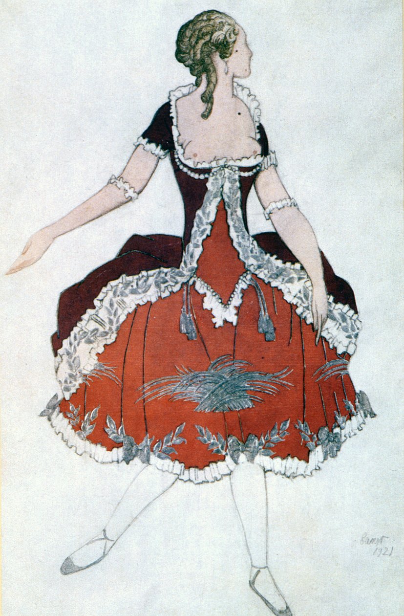 眠れる森の美女、1921年のプリンセスオーロラの衣装デザイン 作： レオン・バクスト