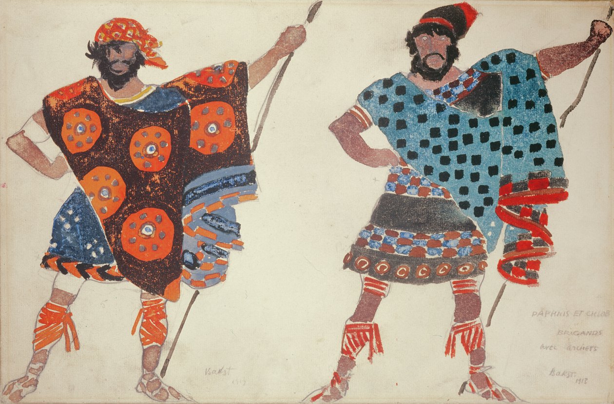 ダフニスとクロエの海賊コスチュームデザイン、1913年（水彩画） 作： レオン・バクスト