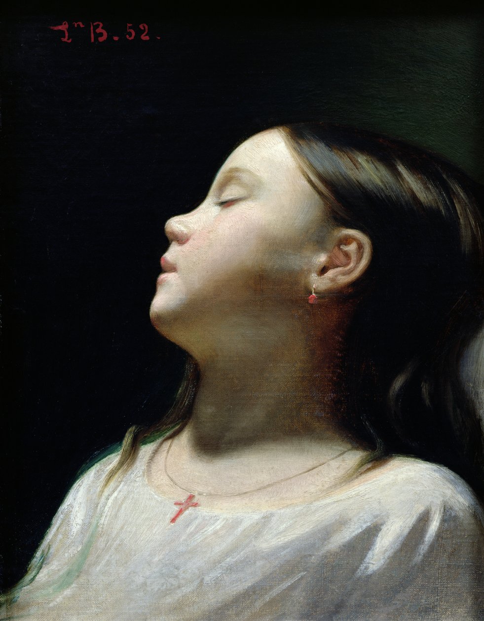 眠っている少女、1852 作： レオン・ジョセフ・フロレンティン・ボナ