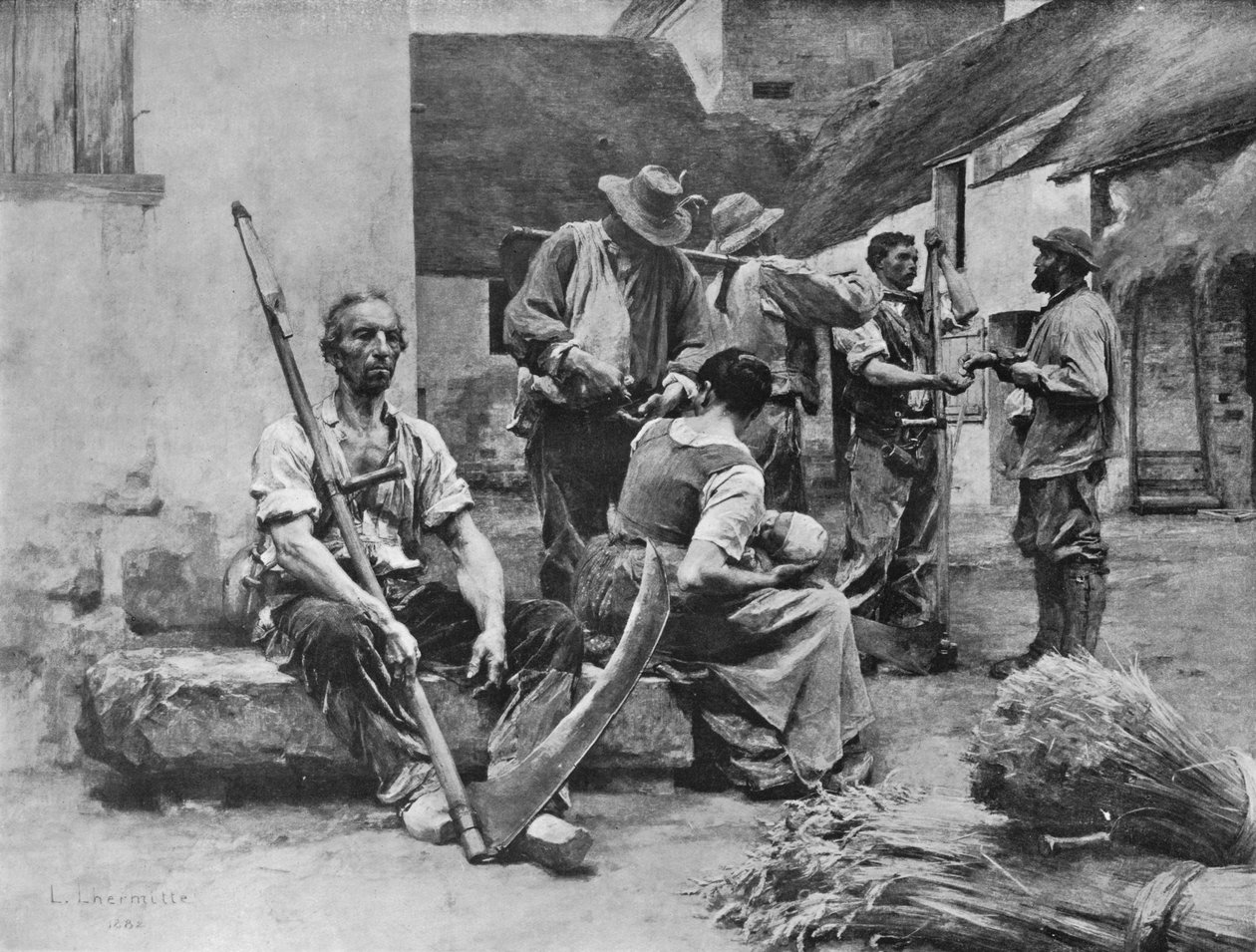 収穫者への支払い、1882年、1911年 作： レオン・オーギュスタン・レルミット