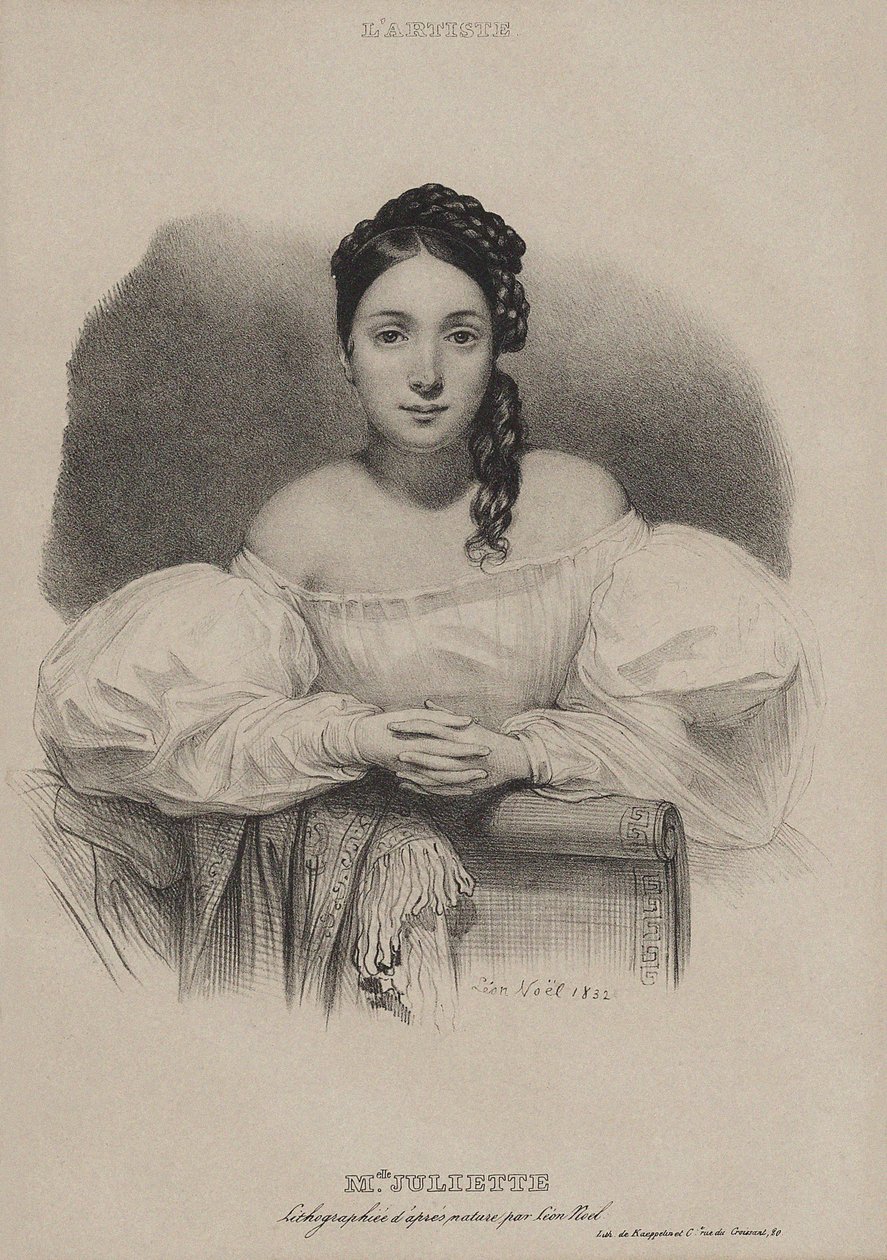 ジュリエット・ドルーエの肖像 1806-1883, 1832. 作： レオン・ノエル
