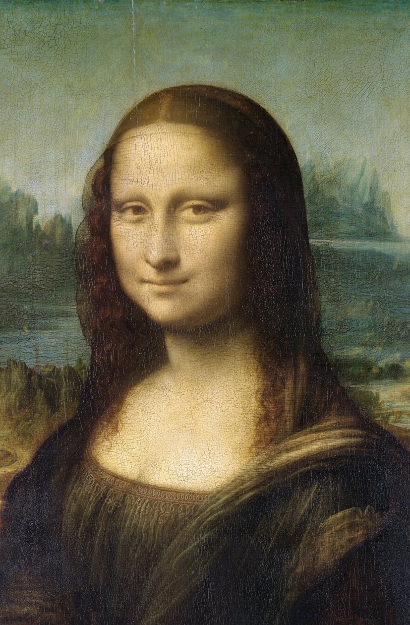 モナリザの詳細、1503〜6年 作： レオナルド・ダ・ヴィンチ