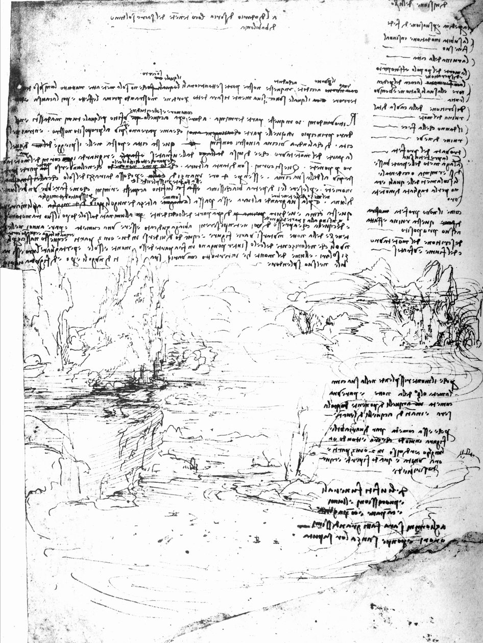 Fol.145v-a、Da Vinciのノートのページ 作： レオナルド・ダ・ヴィンチ