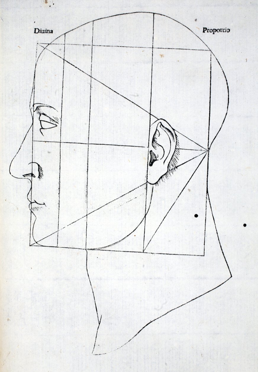 Luca Pacioli（c.1445-1517）の「Divina Proportione」のイラスト。ヴェネツィア、1509 作： レオナルド・ダ・ヴィンチ