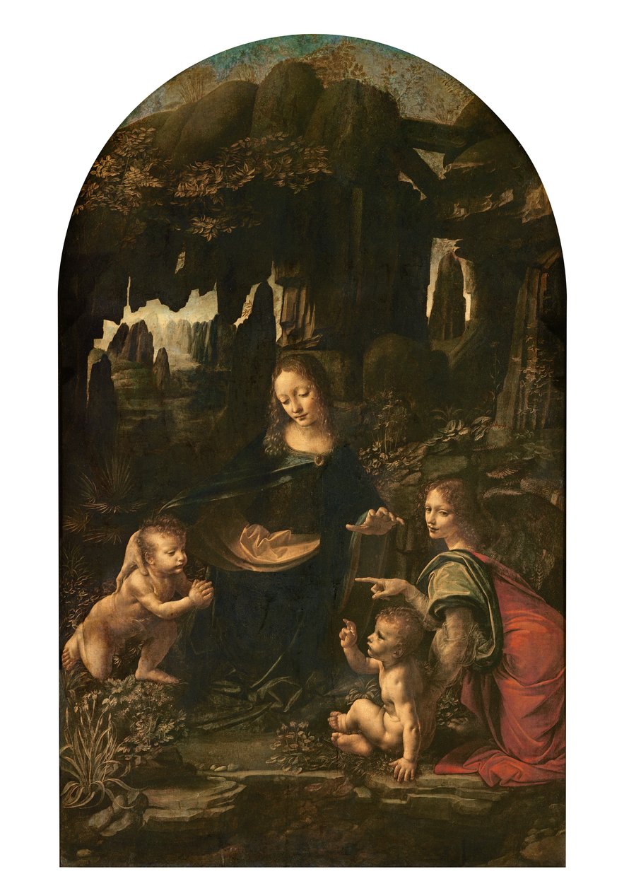 マドンナ・オブ・ザ・ロックス、c.1478（パネルの油彩がキャンバスに転写された）（2038も参照） 作： レオナルド・ダ・ヴィンチ