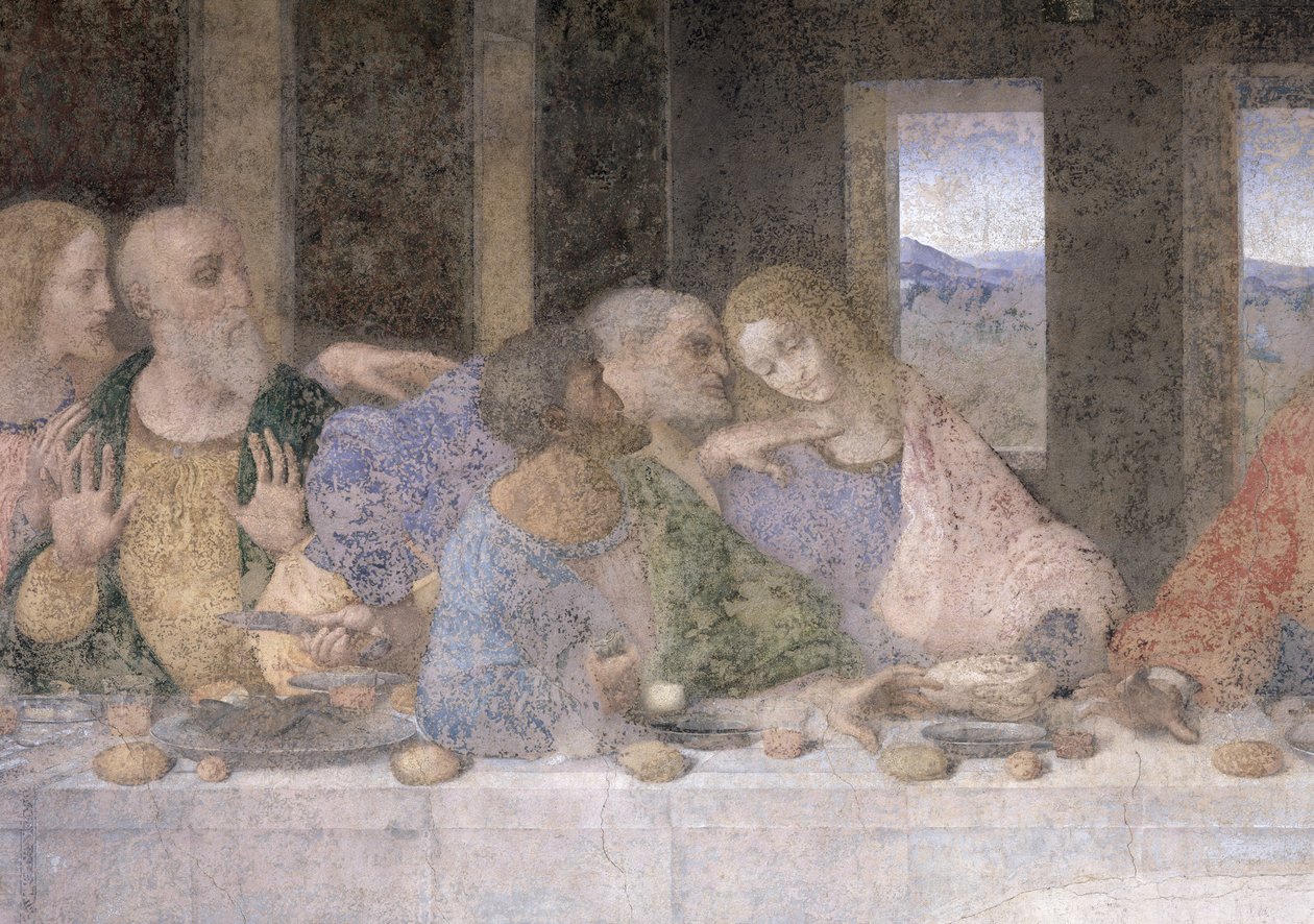 最後の晩餐、1495-97（復元後） 作： レオナルド・ダ・ヴィンチ