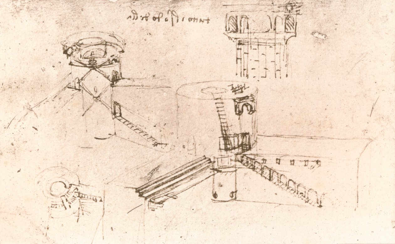 城の建築、c1472-c1519 1883 作： レオナルド・ダ・ヴィンチ