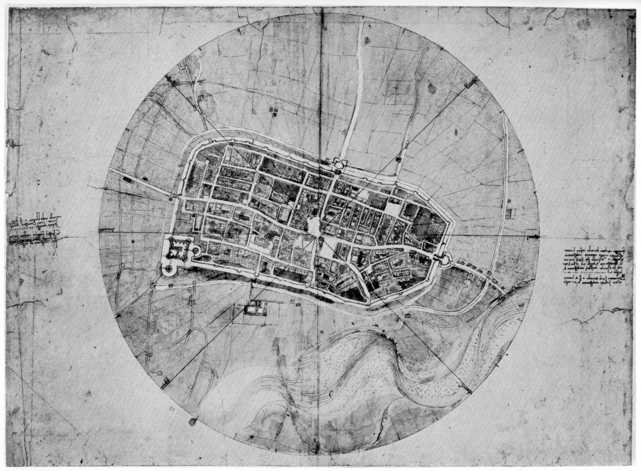 イタリア、イモラの計画、c1502 1954 作： レオナルド・ダ・ヴィンチ