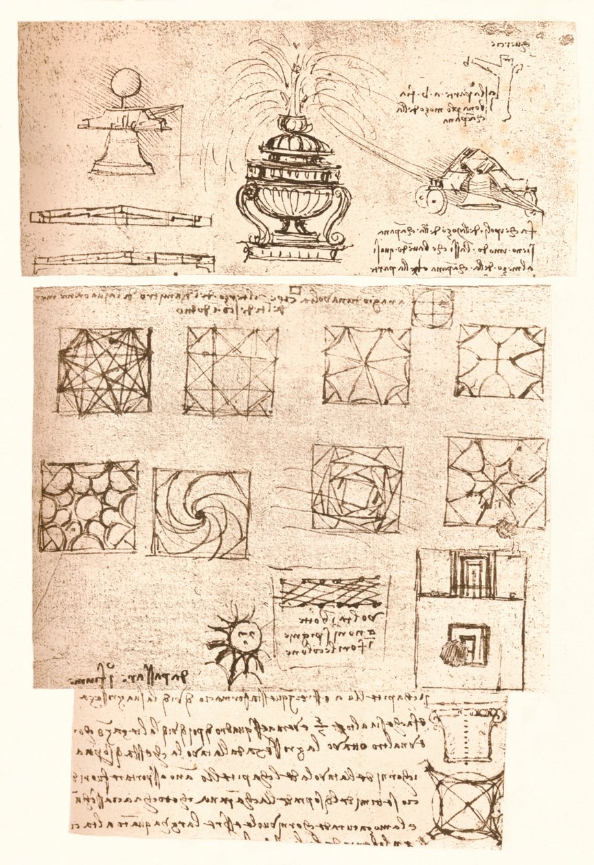 3つの建築図面、c1472-c1519 1883 作： レオナルド・ダ・ヴィンチ