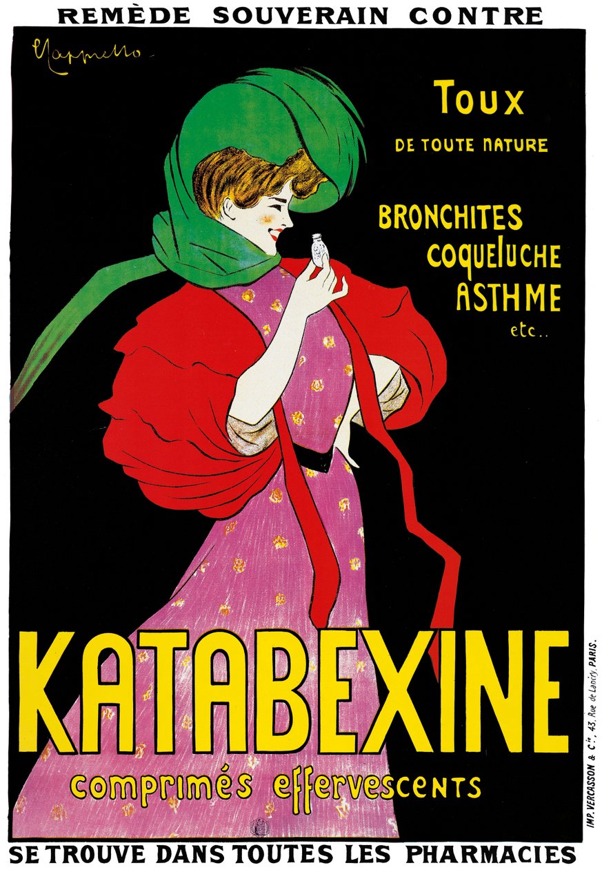 「カタベキシン」医薬品の広告ポスター、1898 作： レオネット・カッピエッロ