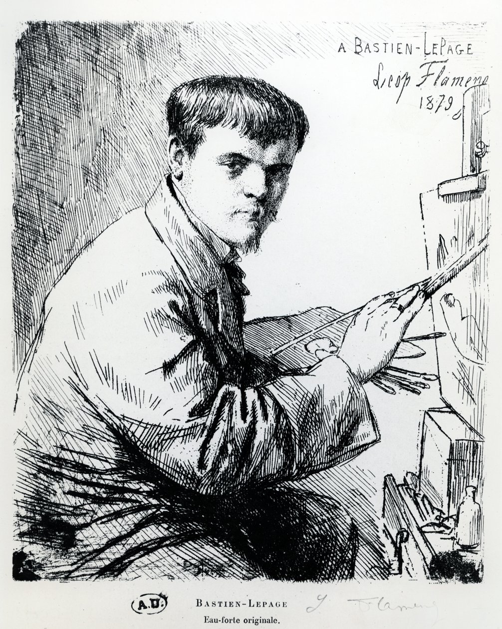 ジュール・バスティアン・ルパージュの肖像、1879 作： レオポルド・フラメン