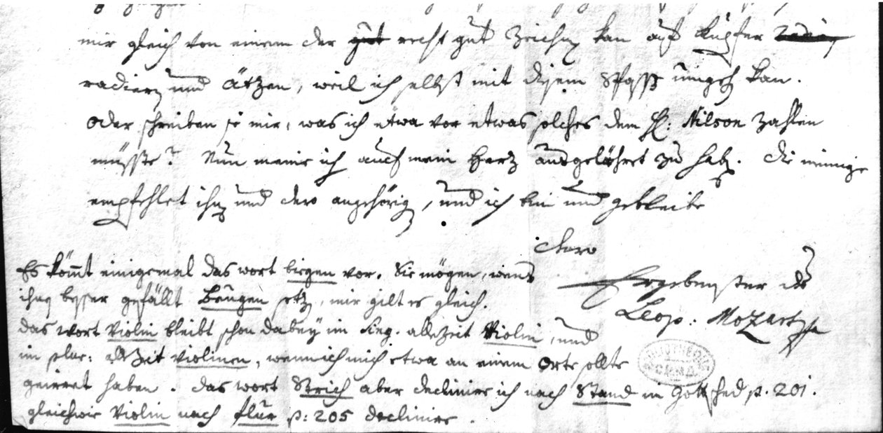 レオポルドモーツァルト（1719-87）からの手紙、1755年7月7日 作： レオポルド・モーツァルト