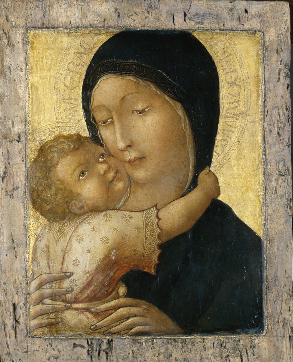 マドンナと子供、1470年頃（ポプラの木のテンペラ） 作： リベラルズ・ダ・ヴェローナ