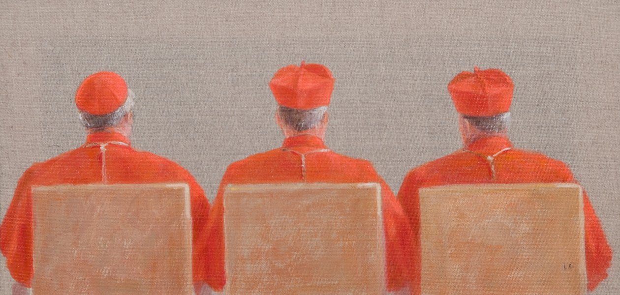 Three Cardinals、2010（キャンバスにアクリル） 作： リンカーン・セリグマン
