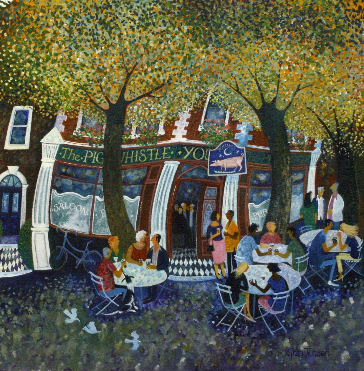 Pig and Whistle, 2011, (acrylics on paper) 作： リサ・グラー・ジェンセン