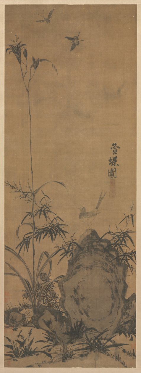 百合と蝶、1300年代。 作： 劉山翔