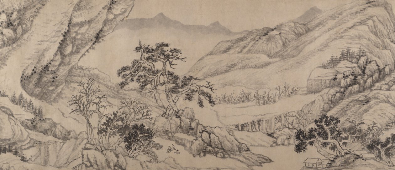 小川と山の中を旅する、1680年。 作： 劉玉