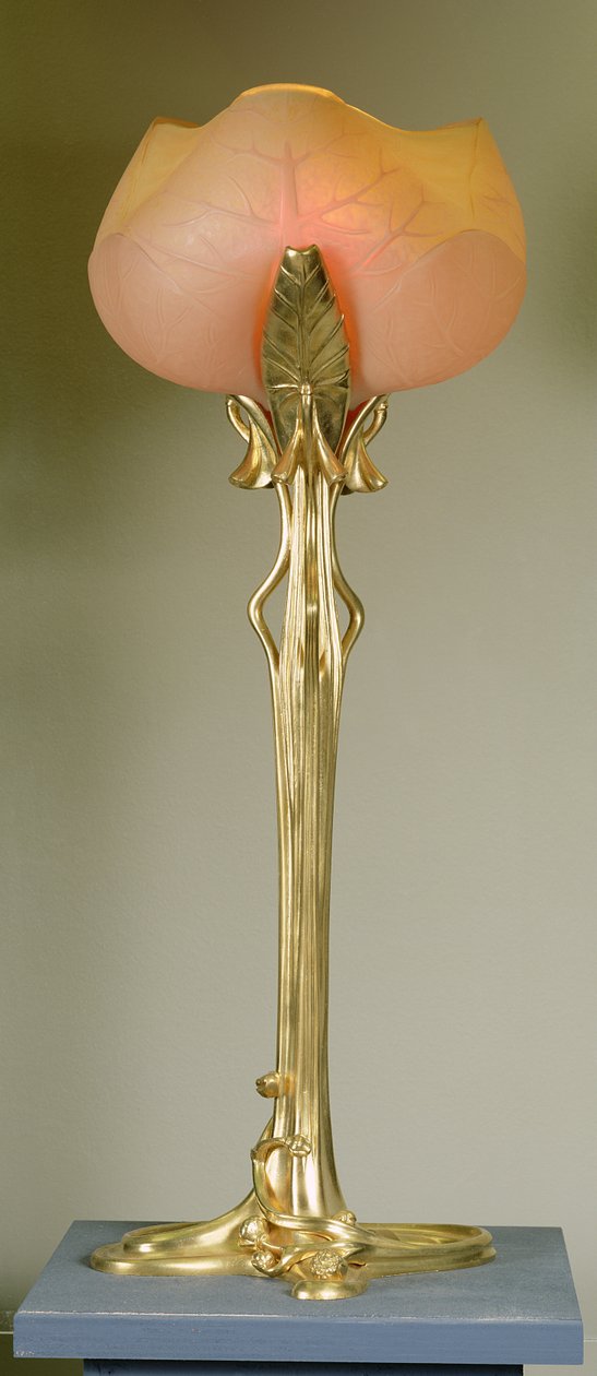 テーブルランプ、c.1902-04（青銅色のガラスとガラス） 作： ルイ・マジョレール