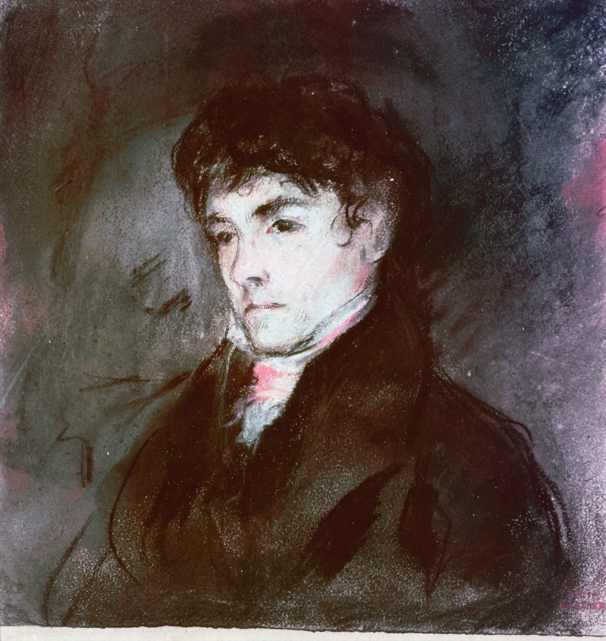 ユージーンドラクロワの肖像、c.1827（紙にパステル） 作： ルイ・アントワーヌ・レオン・リースナー