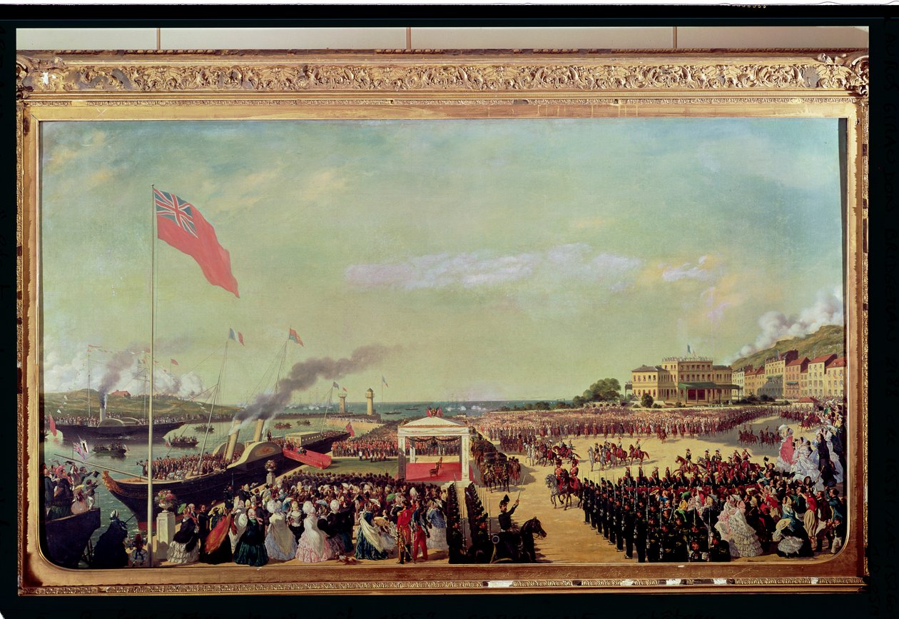 ナポレオン3世（1808-73）ビクトリア女王（1819-1901）をブローチ港で歓迎（1855年8月18日） 作： ルイ・アーマンド