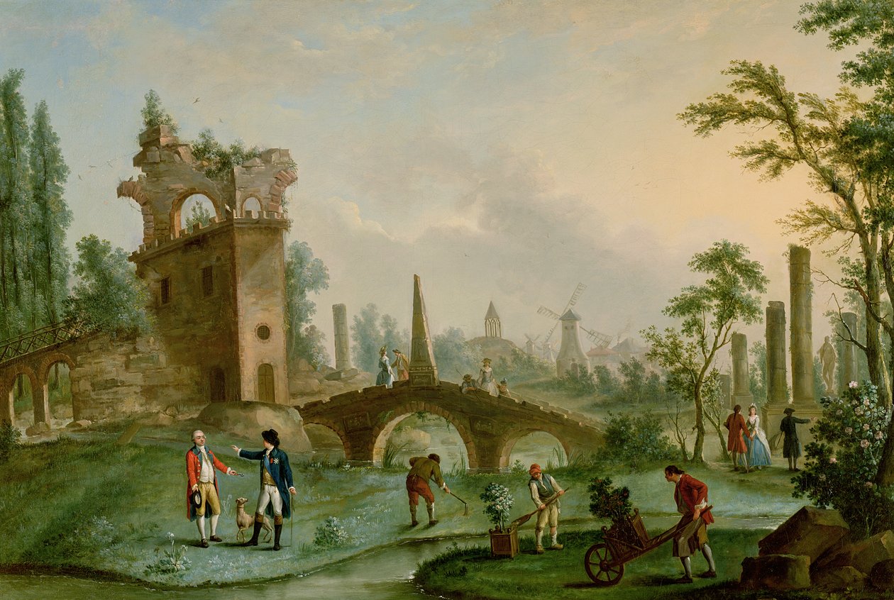 パリのモンソー公園の鍵をシャルトル公爵（1747-93）に贈るカルモンテル（1717-1806） 作： ルイ・カロギス・ディ・カルモンテル